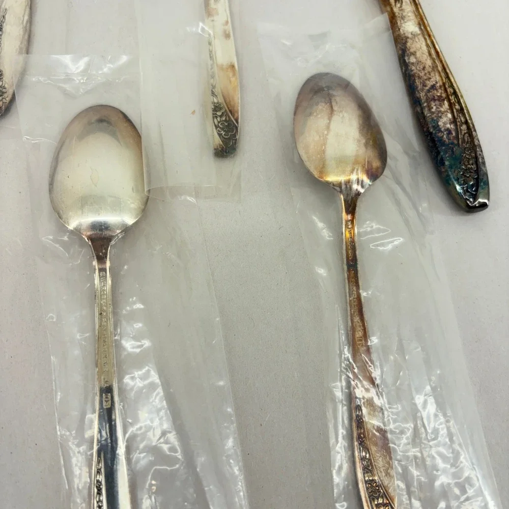 Wm Rogers Starlight Rose Silverplate (4) 6 Pc Place Setting Flatware Lot Vintage